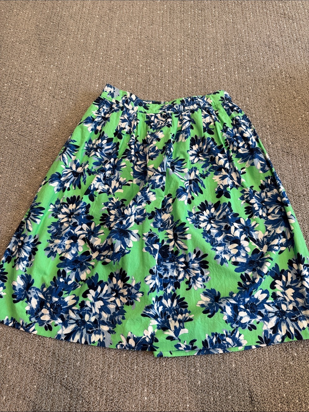 Jcrew Floral A-Line Skirt in Green and Blue